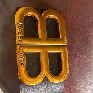 Balenciaga Black Belt with Gold Buckle